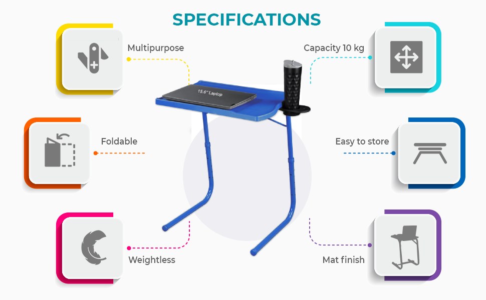 TABLE MAGIC - Pro with Cup-Holder Extended Work Space Table Mate Blue